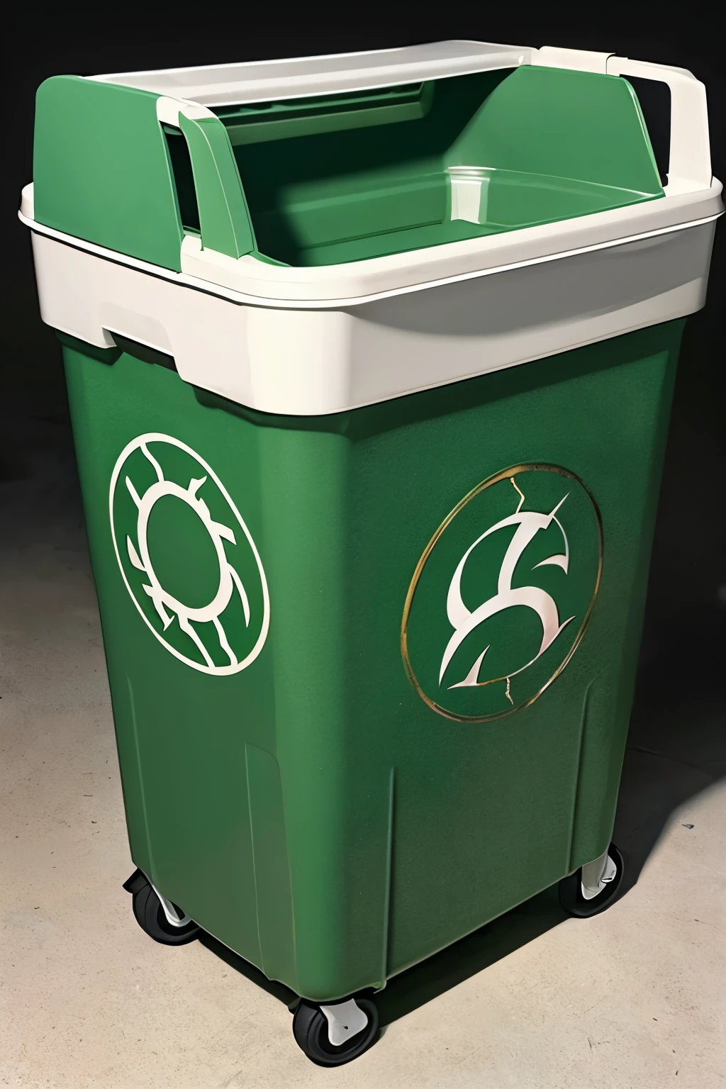 A trash can with a biohazard symbol