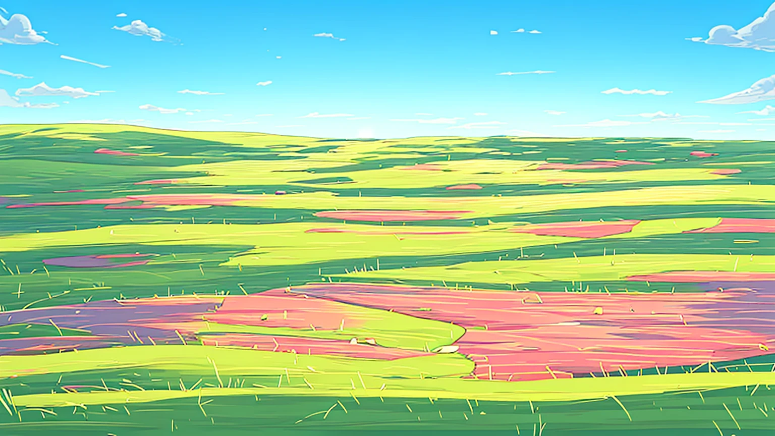 In the middle of the picture is a candy factory, located in the middle, front, foreground and both sides are open grassland, the horizon is 1/4 of the distance. Extreme quality front view