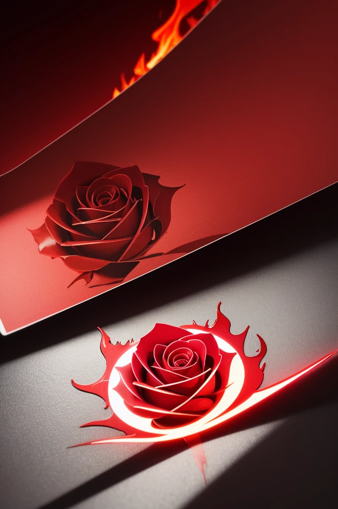 create images: Make a logo "a stylized rose with shades of red and a flame effect around it, symbolizing the idea of Pink Flame"