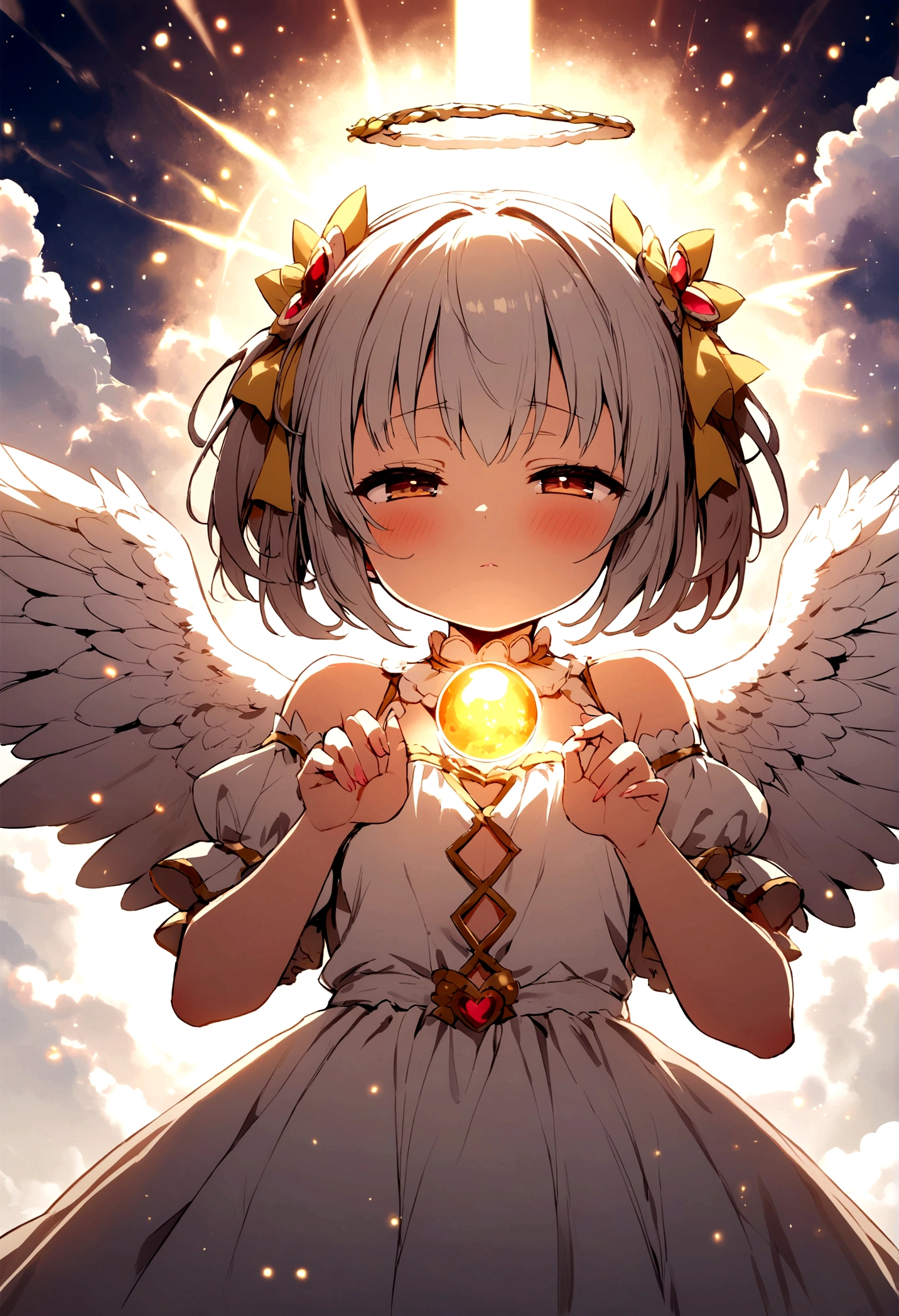 (loli loli),angel,narrowed eyes,wings,
