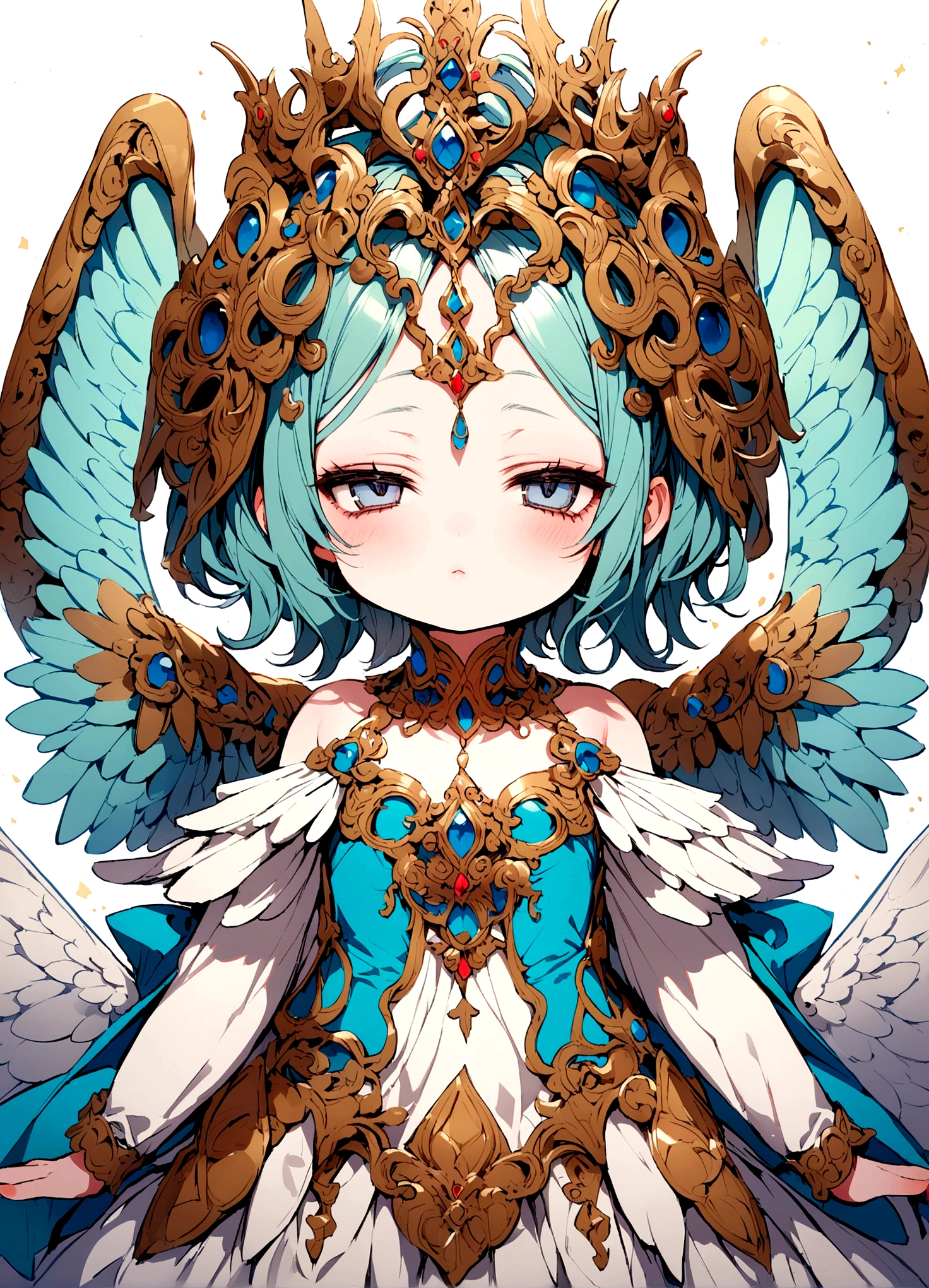 little angel,narrowed eyes,wings,