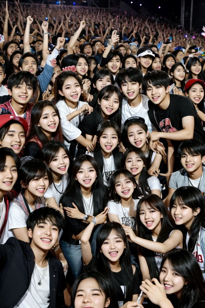 The kpop group staykids with their fans at a concert 