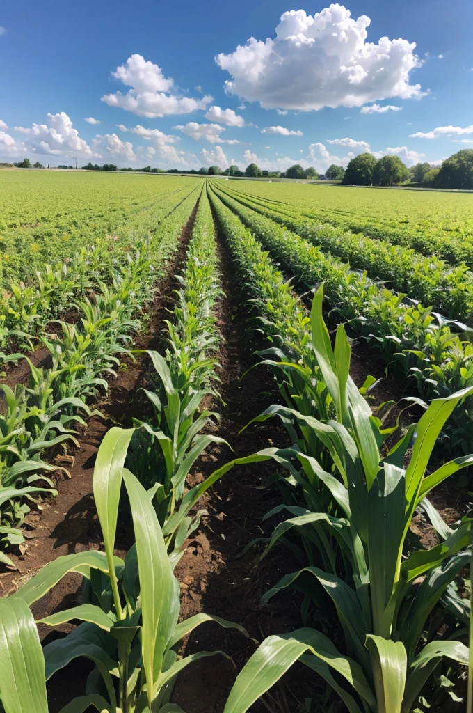 Corn growing in the field