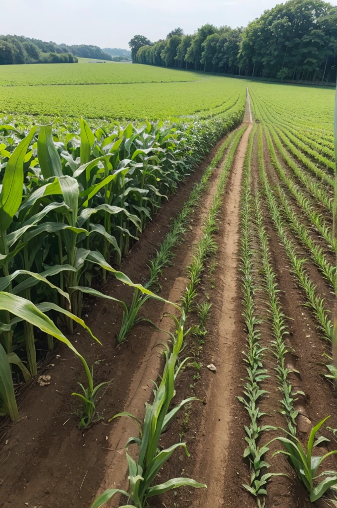 Corn growing in the field