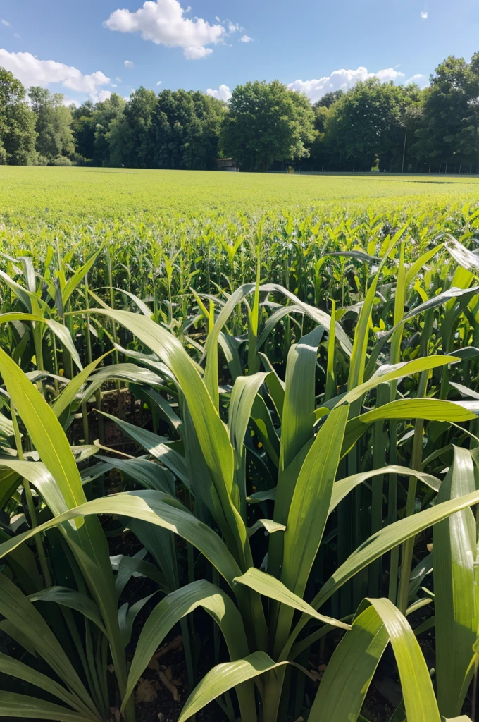 Corn growing in the field