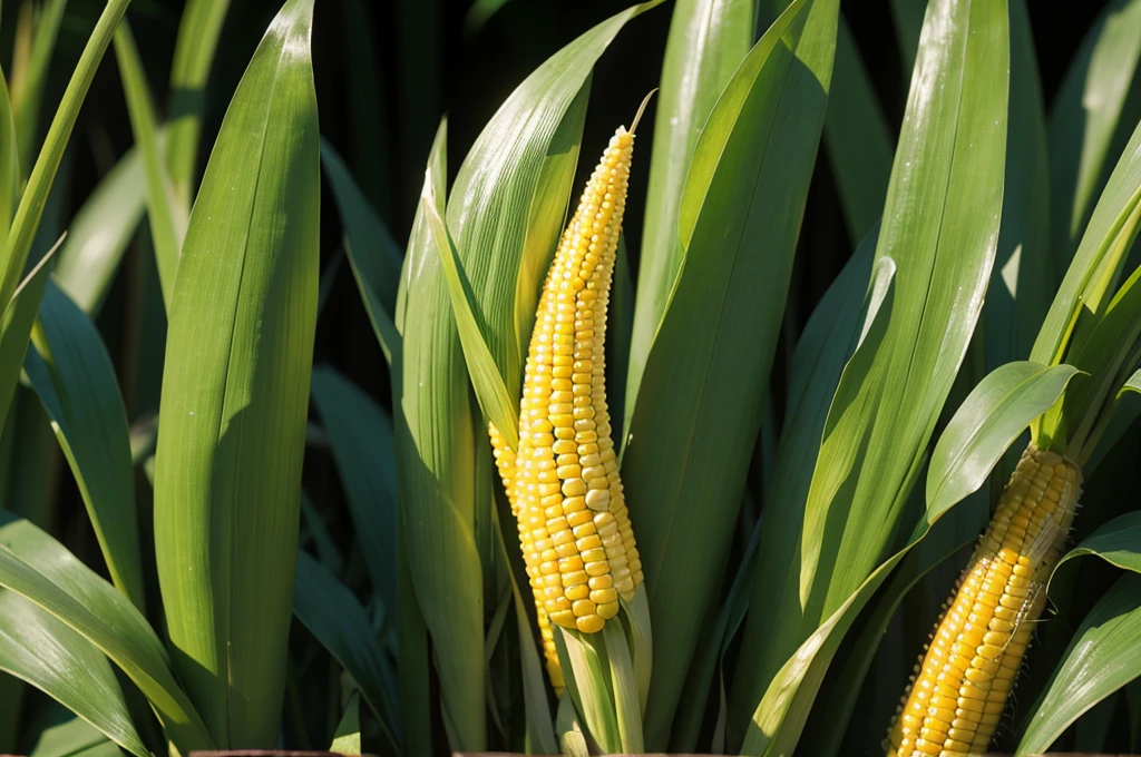 Full corn growing on corn plant