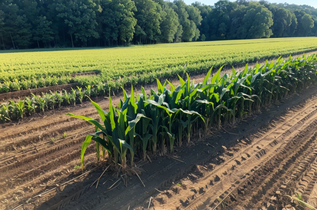 Full corn growing in the field