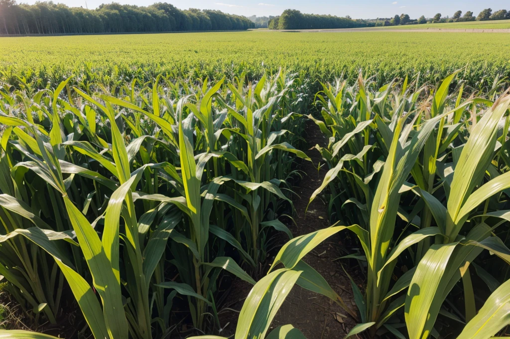 Full corn growing in the field