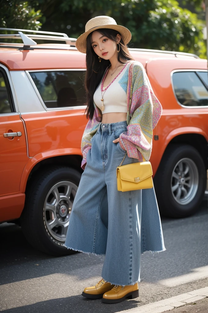 Fashion in the 70s was diverse.、Characterized by boldness and retro-futurism。Here are some elements and styles of fashion in the 70s: boot cut pant:One of the most iconic pieces of the 70s,boot cut pant以其宽松的裤腿和紧身的臀部设计而闻名。They are often paired with a fitted or high-waisted top.。 Hippie style:Early 1970s,Hippie style仍然非常流行,包括tassel、Ethnic print、Loose skirts and tops。This style emphasizes naturalness and handcrafted。 Disco style:Mid 70s,Disco style开始流行,Features shiny fabric、High waist pants、Sequined embellishments and bold patterns。This style is closely associated with nightlife and culture。 High-rise design:High waist pants、High-waisted skirts and high-waisted jeans were a major trend in the 70s。These pieces are usually worn with a fitted top or crop top.,Emphasize waistline。 Bohemian style:Bohemian style在70年代也非常流行,With its rich colors、Known for patterns and layering。tassel、Embroidery and loose cuts are hallmarks of this style。 Cardigans and Sweaters:宽松的Cardigans and Sweaters,Especially the high collar style,It was a common item in the winter of the 70s.。 Platform Shoes and Thick-soled Shoes:70年代流行的鞋款包括Platform Shoes and Thick-soled Shoes,These shoes are not only comfortable,It can also add a sense of fashion。 Wide-brimmed hats and bandanas:Wide-brimmed hats and bandanas是70年代流行的配饰,Adds a touch of retro feel to the overall look。 Colors and Patterns:Fashion in the 70s was colorful and varied,From soft earth tones to vibrant rainbow colors。Pattern-wise,Includes bold geometric shapes、Animal prints and abstract patterns。