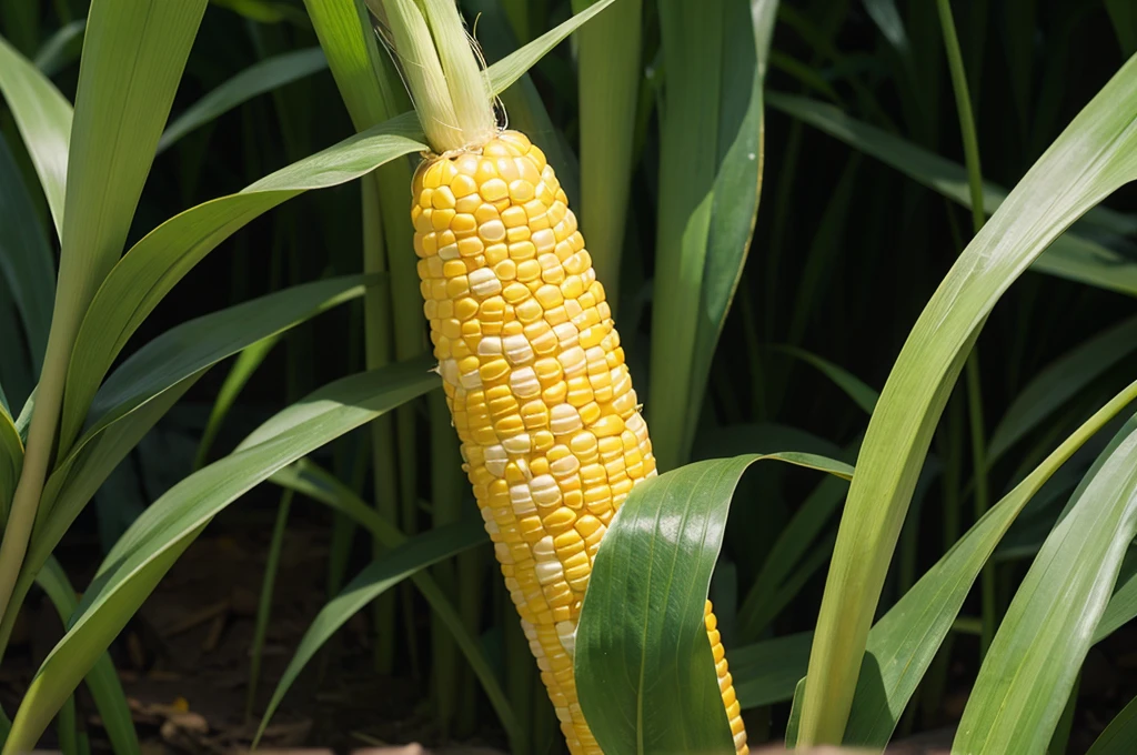 Full corn growing on corn plant