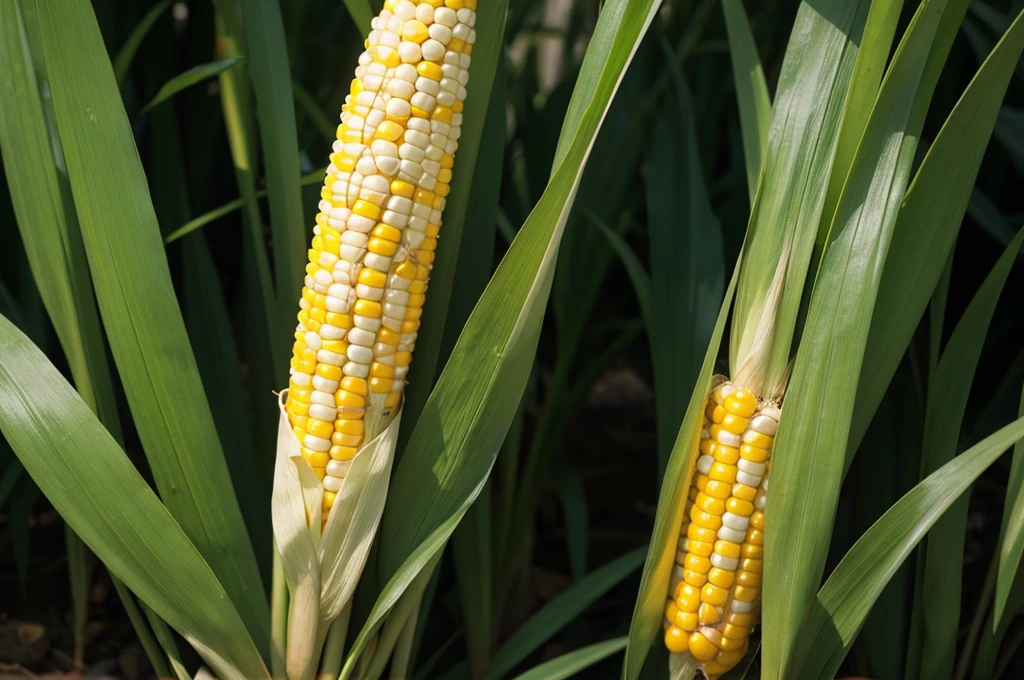 Full corn growing on corn plant