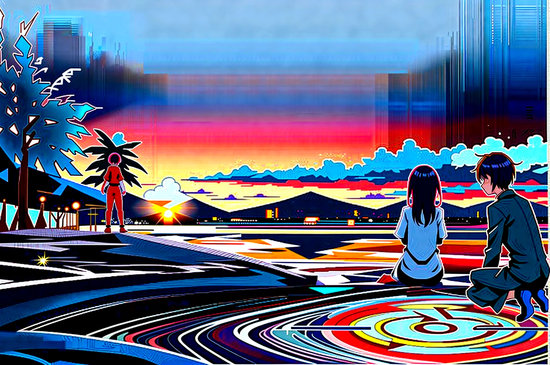 masterpiece,Octane, null, star (null), scenery, starnull, night, One girl, night null, alone, Outdoor, building, cloud, milky way, Sitting, wood, Long Hair, Cityscape,masterpiece,32k