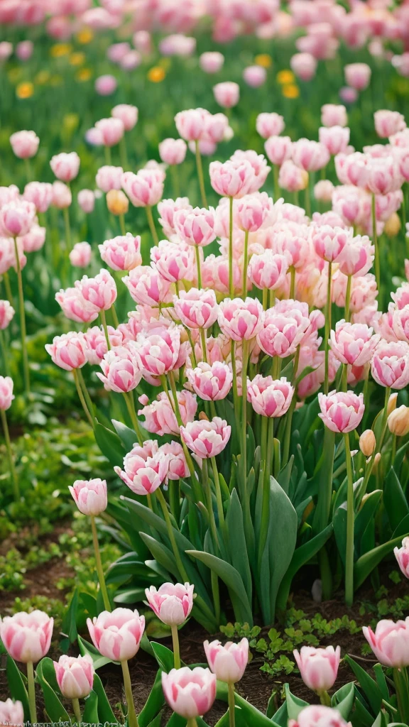（lifelike， high resolution：1.3）， close up，Sense of story，Realism，Chinese aesthetics，In a field of tulips。Tulips are elegant and beautiful，Showing colorful style。Her movements are light，Full of elegant temperament。A pair of earrings made of tulips hang from the ears，The surrounding tulips complement each other。The background is a sea of colorful tulips，Bees busy in the flowers，In the distance are windmills and pastures。Colorful and lively，Describe a story about fairy tale world and fantasy。