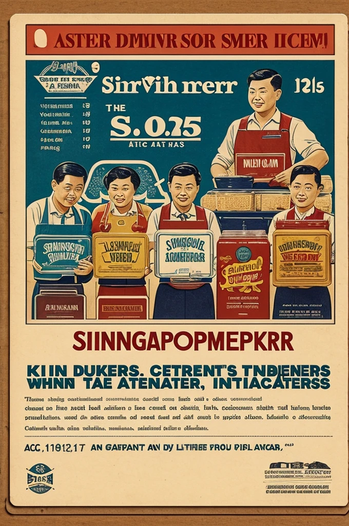 "Singaporkers" in a canteen label style.