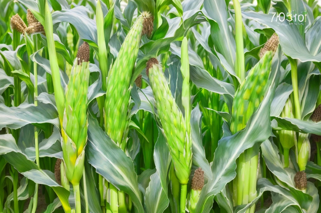 arafed corn stalks in a field with a sky background, Heavy grain quality, tall corn in the foreground, corn on a cob everywhere, corn, High Grain, corn floating in ocean, Wang Chen, HD lenses, corn chess board game, large cornicione, Proteus vulgaris, john redcorn, High-resolution images