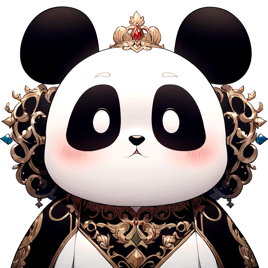 Cute Panda,Big eyes,Blusher,Laziness,greet,Rich in details, White background,