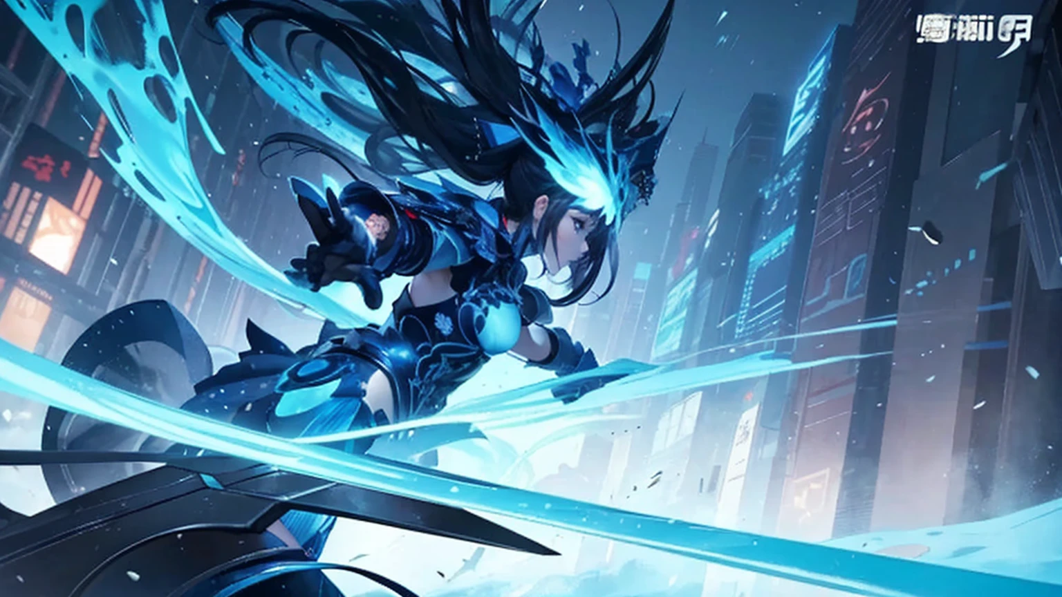 超级漂亮的Beauty,Beautiful game scene,blue,Technology,masterpiece,Lots of details,Chinese style,Tech Blue,Beauty,