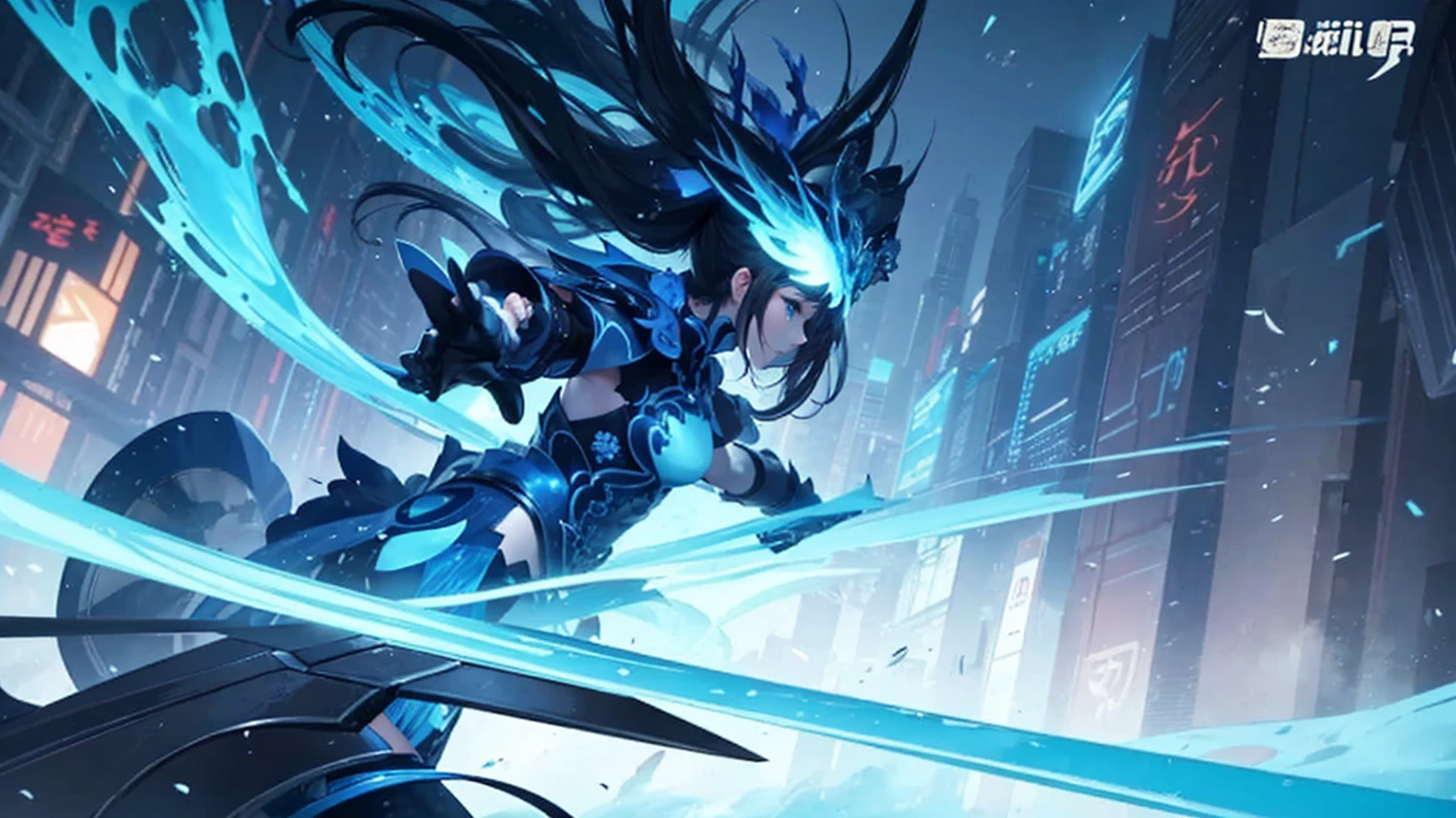 超级漂亮的Beauty,Beautiful game scene,blue,Technology,masterpiece,Lots of details,Chinese style,Tech Blue,Beauty,