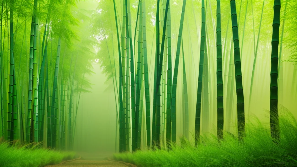 Green bamboo forest covered with mist
