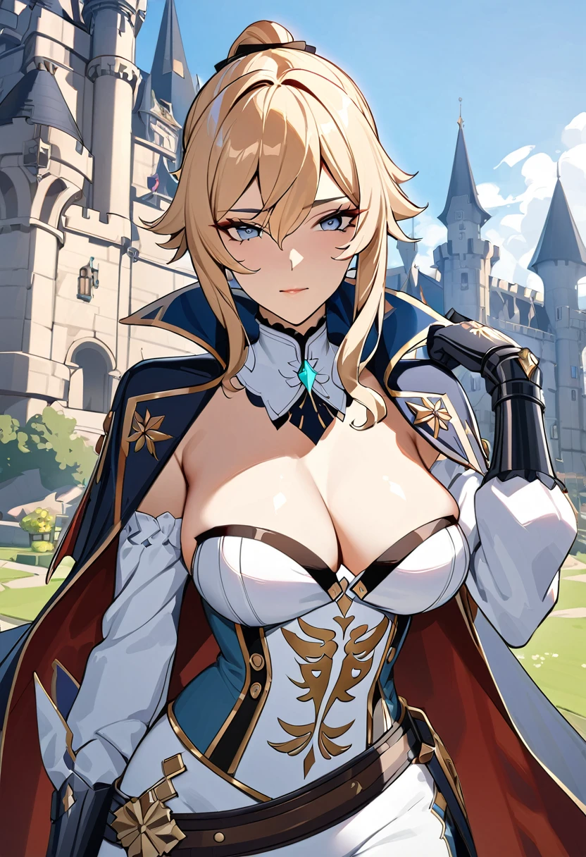 Masterpiece, Jean, genshin impact, Hot, busty, medium breasts, castle, posing