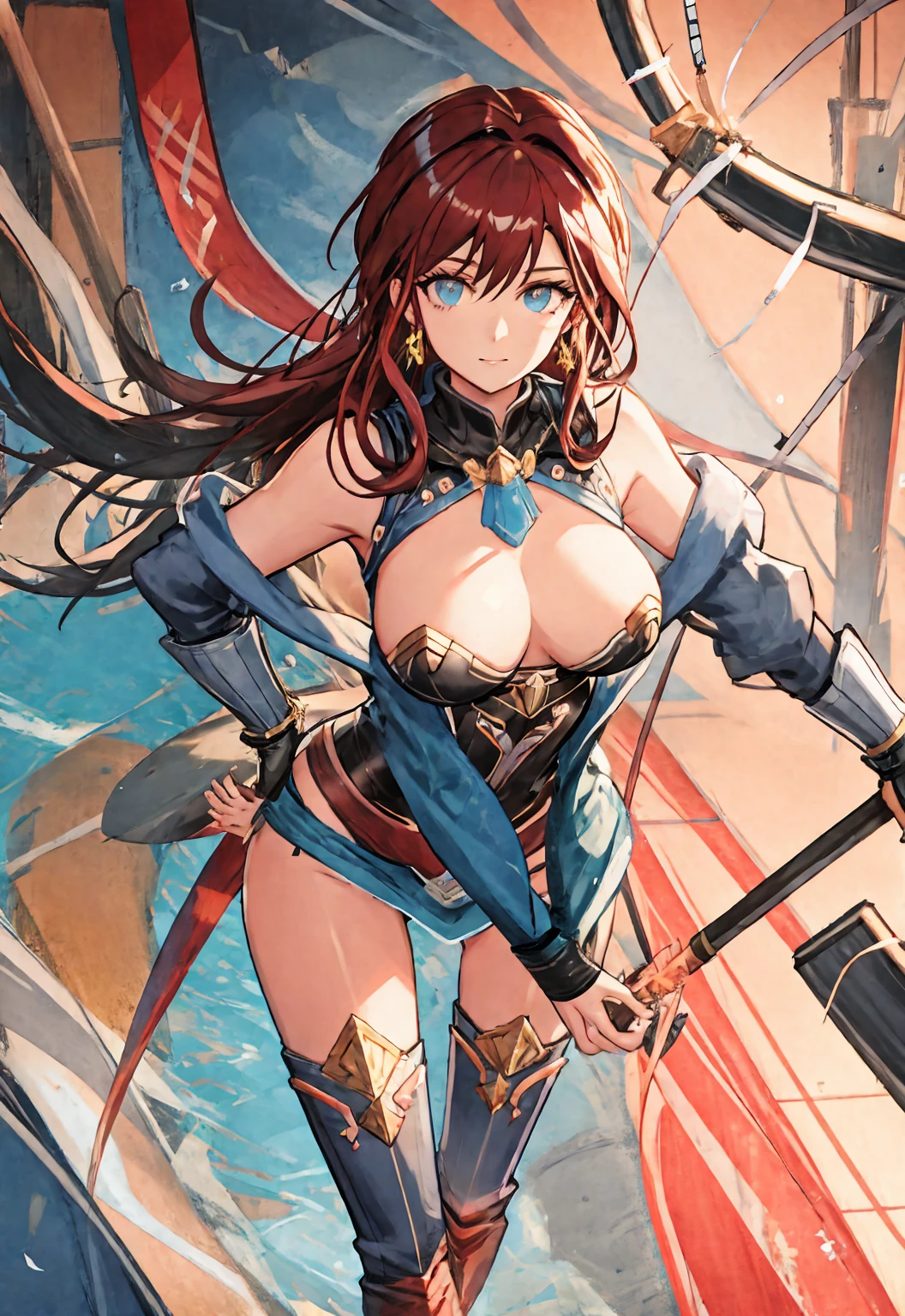 (((full body photo))), Best quality image, a close up of a wonder woman, Huge Breasts , long hair, Magnificent, nips