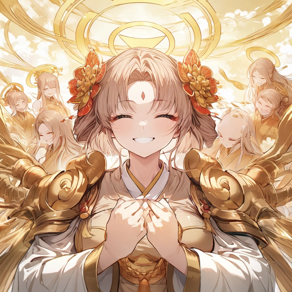 Thousand-Armed Kannon Bodhisattva Golden Halo Smiling