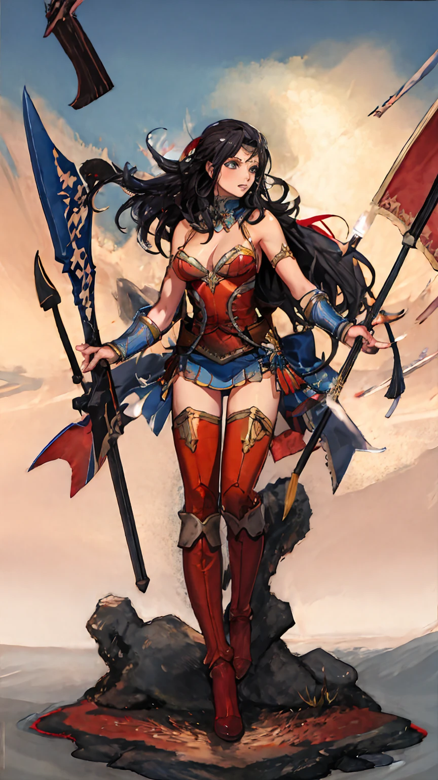 (((full body photo))) Best quality image, a close up of a wonder woman, Huge Breasts , long hair, Magnificent, nips