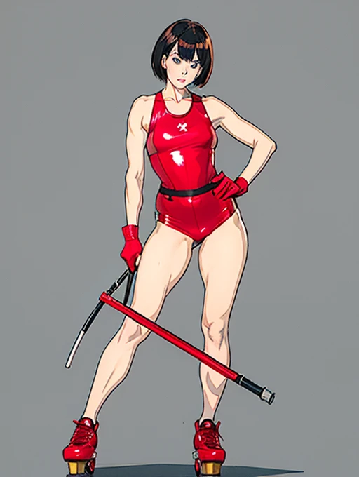 Woman,ninja nurse,geisha,garter belt, full body vision,  with competitors, white background