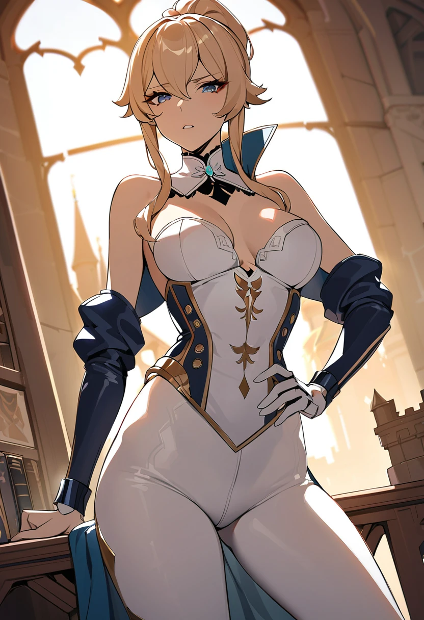 Masterpiece, Jean, genshin impact, Hot, busty, medium breasts, castle, posing