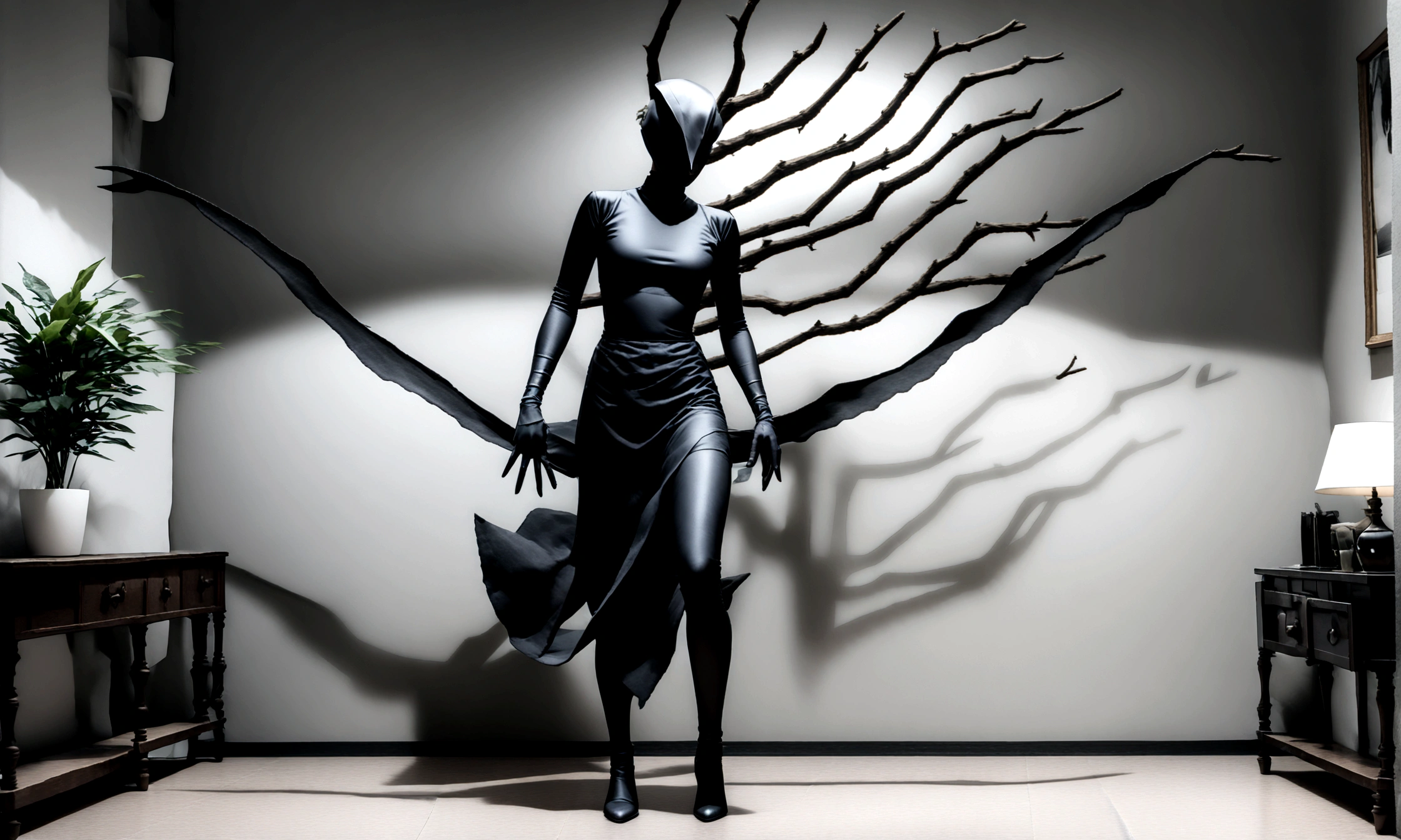 Highest quality, masterpiece, Ultra-high resolution, (Photo Real:1.4), Surrealism, dream-like,Fusion Art, Shadow Dancer, Shadow Magic, Control of Darkness, stealth, Shadow Step, Umbral spell, Hidden Blade,