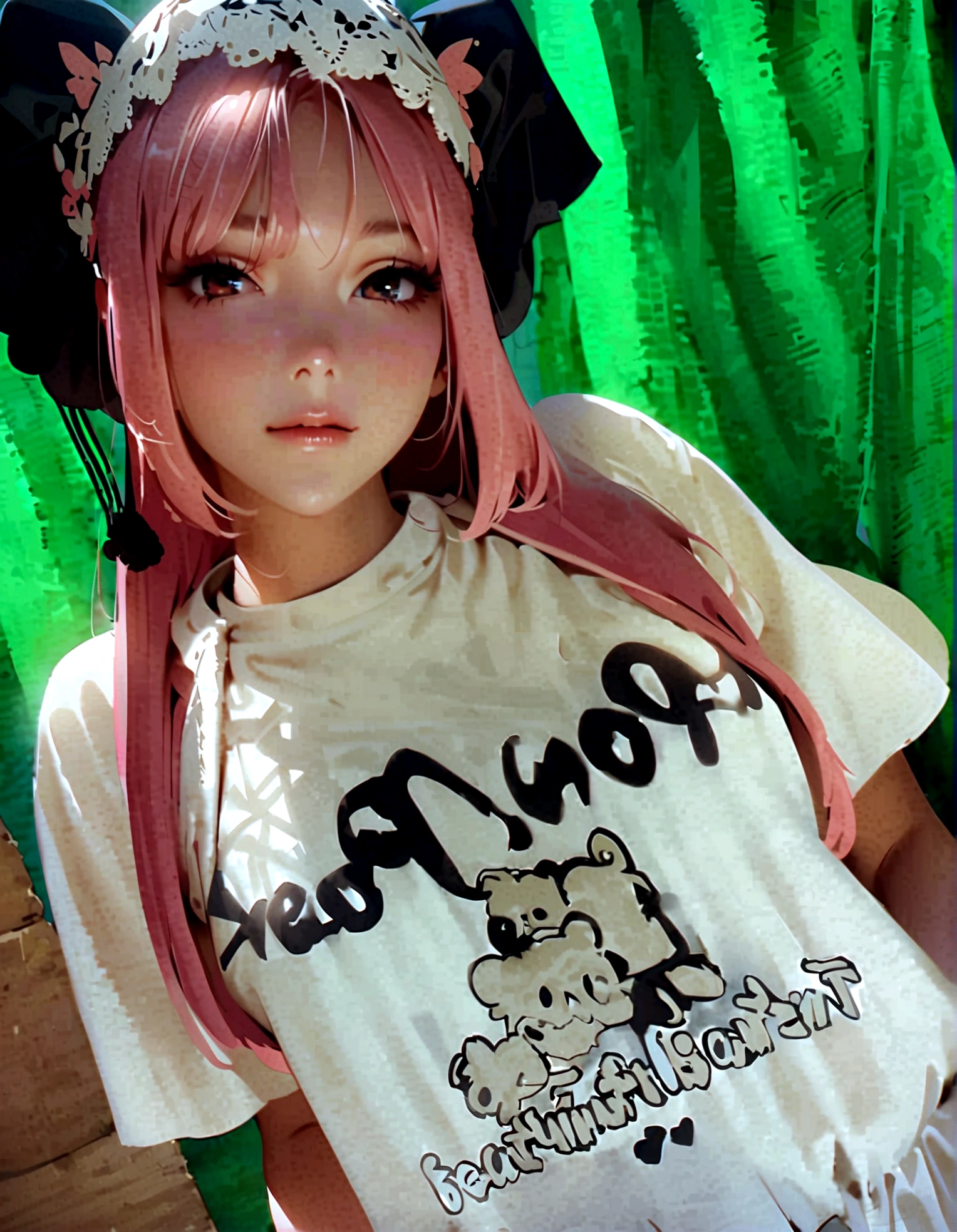 Bright pink hair、anime、Korean、super fine illustration,(((beautiful fine hair))),(((beautiful fine face))),(((beautiful fine background))),Pink Hair、Straight Hair、
