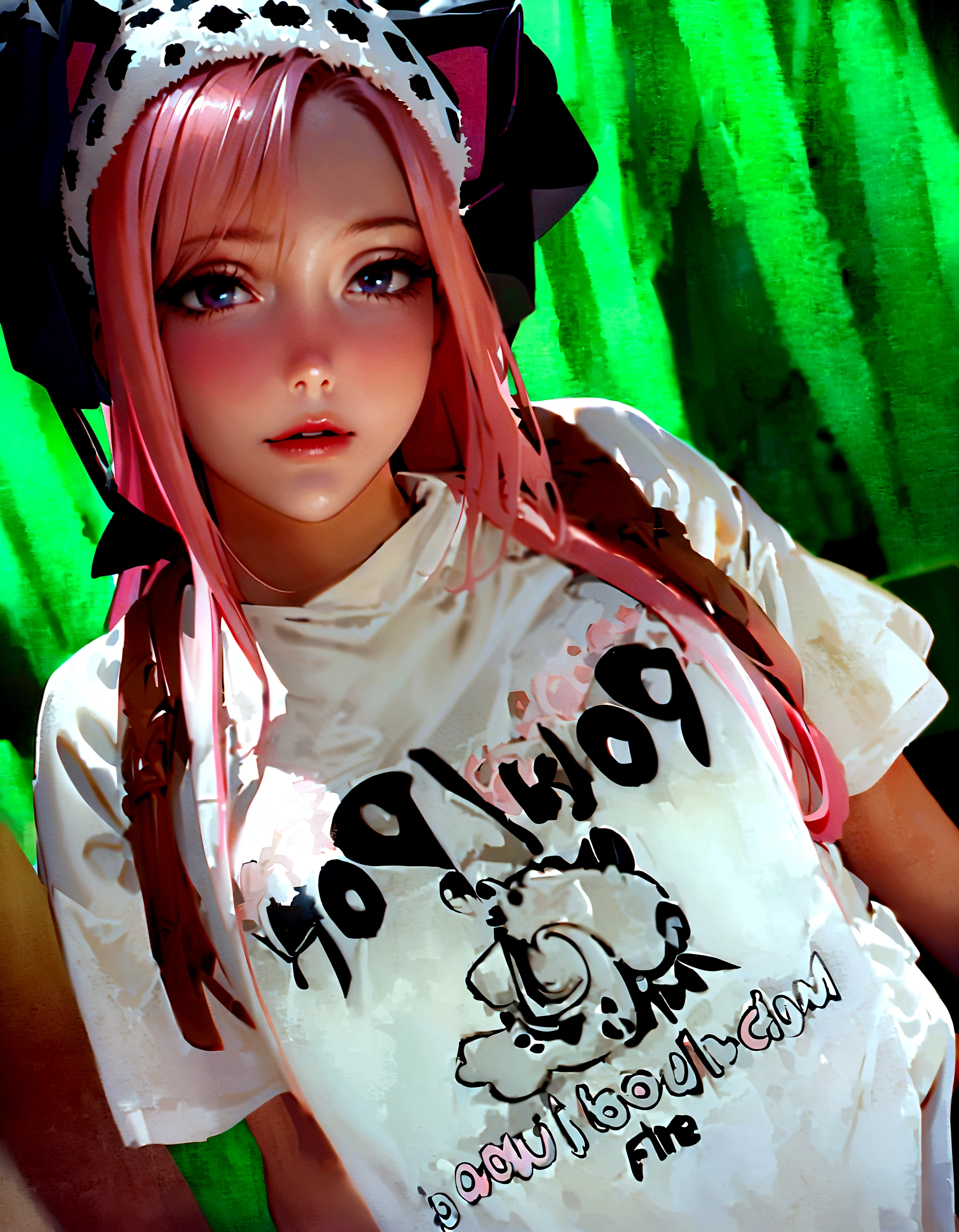 Bright pink hair、anime、Korean、super fine illustration,(((beautiful fine hair))),(((beautiful fine face))),(((beautiful fine background))),Pink Hair、Straight Hair、
