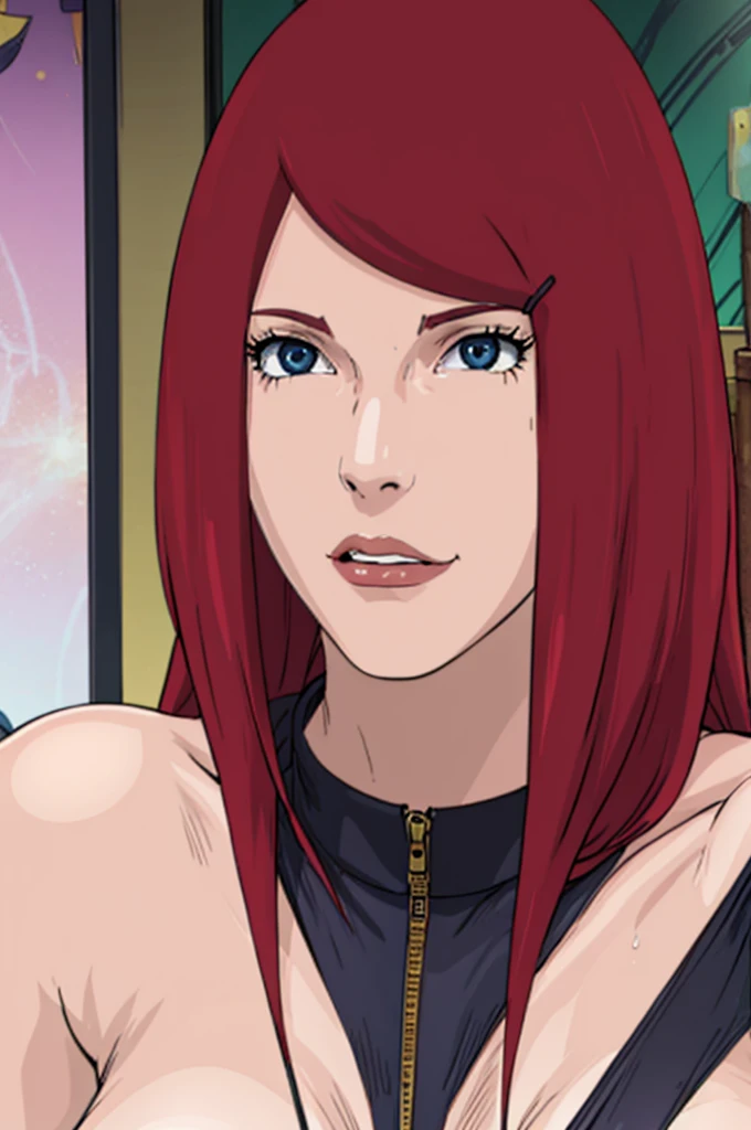 Redhead Kushina as a sexy female escort in a bar serving males,milf,thich body,perfect face,perfect eyes,stockings,strip tease