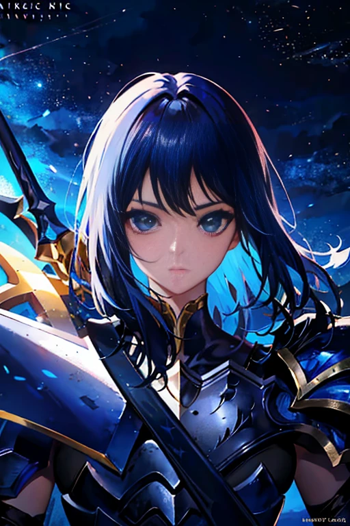 a close up of a person holding a sword in a space, badass anime 8 k, dragon knight, anime epic artwork, epic fantasy digital art style, fantasy knight, epic fantasy art style, 8k high quality detailed art, fantasy paladin, epic fantasy art style hd, dressed in light armor, full portrait of magical knight, rossdraws cartoon vibrant