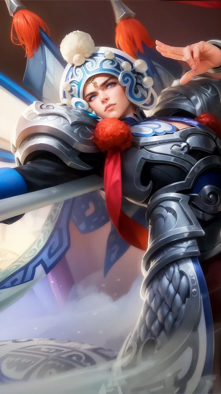 boy,handsome,19 years old, finely detailed eyes,blue eyes,skin light tone,blond hair, intricate details, portrait, looking at viewer, solo, (full body:0.6),intricate details,(best quality, masterpiece, colorful, highest detailed),8k ,detailed background, detailed face, dynamic pose,purple commander armor,commander, high fantasy medieval setting, dark alleyway background,night