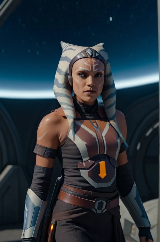 cinematic photo ahsoka tano wearing sabine wren armor at observatory. 35mm photograph, film, bokeh, professional, shot by david lachapelle, 4k, highly detailed