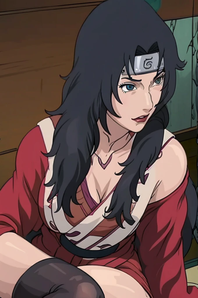 Kurenai in a sexy black lingerie sitting in raikage lap,milf,thich body,perfect face,perfect eyes,stockings,strip tease, sitting on man lap