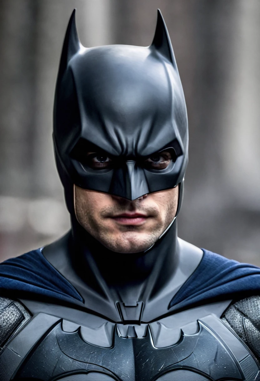 (((Extreme close-up Henry Cavill (((short hair)))under the mantle of the dark knight Batman Front Images Color Images Splash))),(((Batman))),(((short hair))