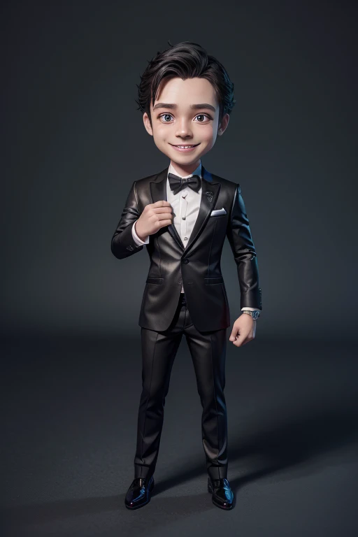 Homem de terno e gravata de 37 anos, bem formal, estilo pastor, disney style, chibi, full body, cute, smiling, unreal engine, detailed, ultra high definition, 8k