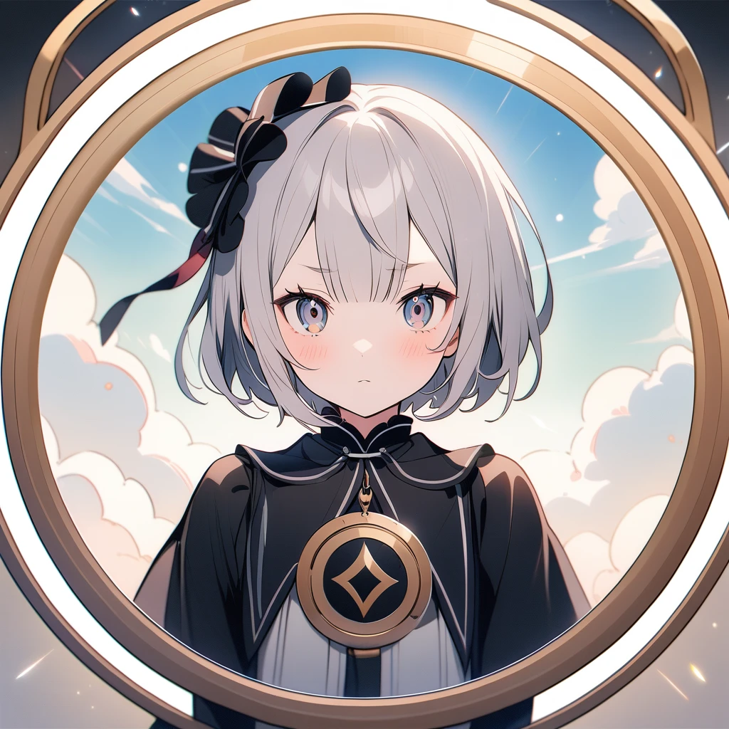 (circular frame1.7),Ram ,2 front handles,head,1 person,like,headใจ,icon, circular frame,Re:Zero