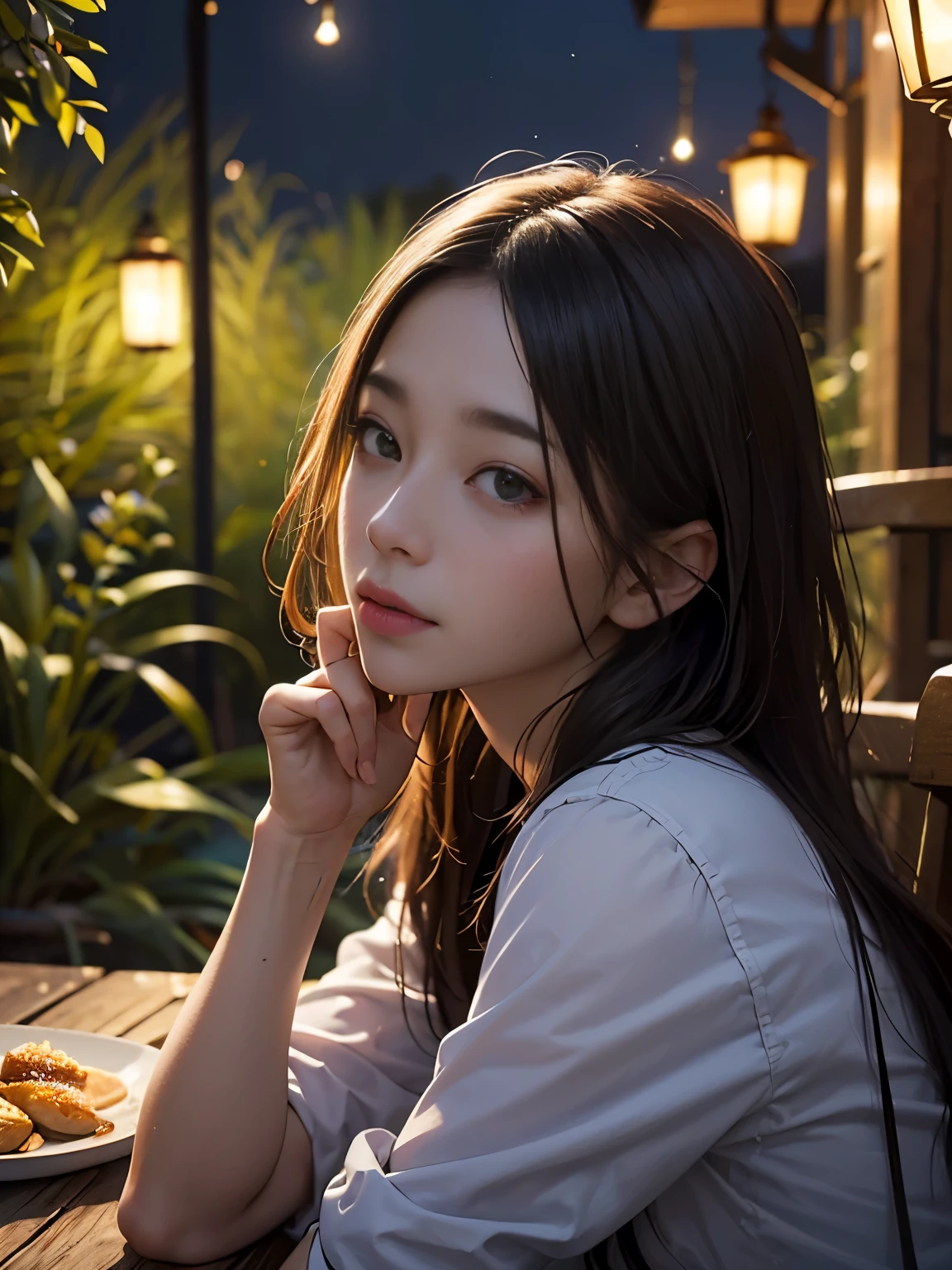 (8K, Highest quality, masterpiece: 1.2), (Realistic, photoRealistic: 1.37), Very detailed, One Girl, Wide viewing angles, Firefly Garden, Small faint lights and fireflies flitting about, night, Yasutomo Oka's painting style, , Intricate details, Splash screen, 8K resolution, masterpiece, Gentle smile, Mysterious Background, aura, A gentle gaze, break, blonde, dynamic sexy pose,