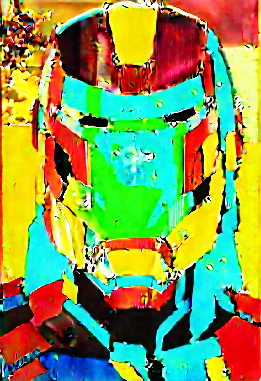 /imagine prompt: Iron Man in a low-budget movie, wearing a costume and props made from recycled materials, in a faded color tone, shot with 1970s film style --v 5 --q 2 --ar 16:9