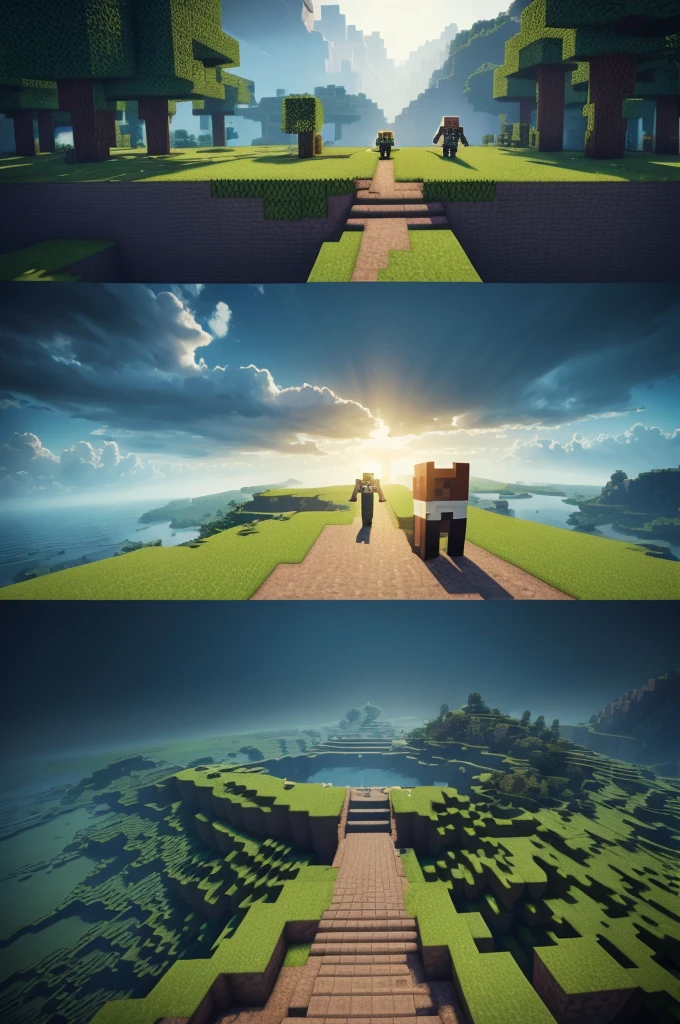 Create a Minecraft image written the saga in search of the end