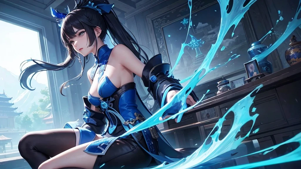 Beautiful game scene,blue,Technology,masterpiece,Lots of details,Chinese style,Tech Blue,Beauty,