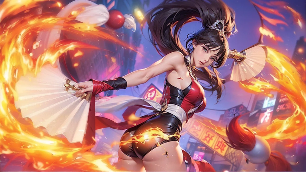 ((最high quality, 8K, masterpiece: 1.3, Ultra HD, high quality, 最high quality, High resolution, realism)) 、(high color saturation:1.0), (highly detailed skin), (最high quality:1.0), (超High resolution:1.0) ,(realistic:1.0), (Super detailed:1.0), (8K, Raw photo:1.1), slender、Slender, muscular body that's toned like an athlete's、Wear tops that show your underboob、My abs are cracked、I can see my bellybutton、Wear low-rise hot pants、Being on the roof of a skyscraper at night
