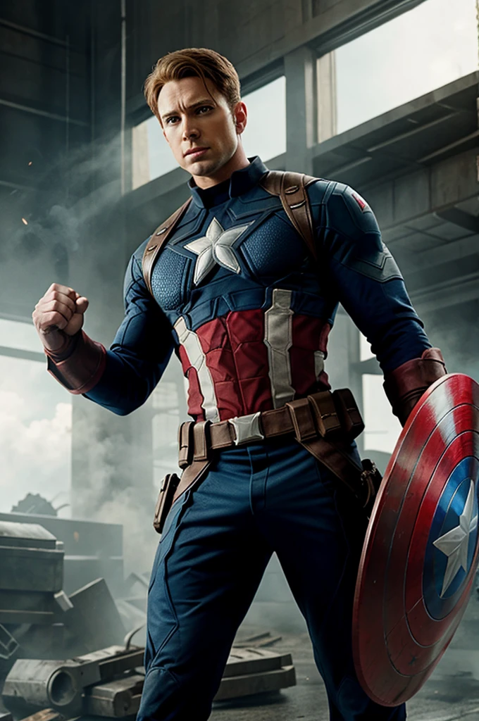 Captain America in endgame holding hammer 