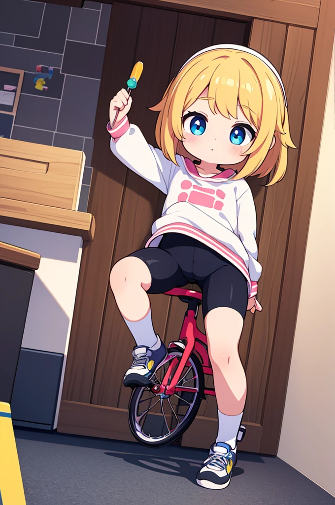 (best quality,8k wallpaper,ultra-detailed,masterpiece:1.2),illustration,preschool girl, bike short