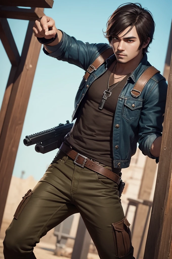 Create freefire game-style male cartoon image