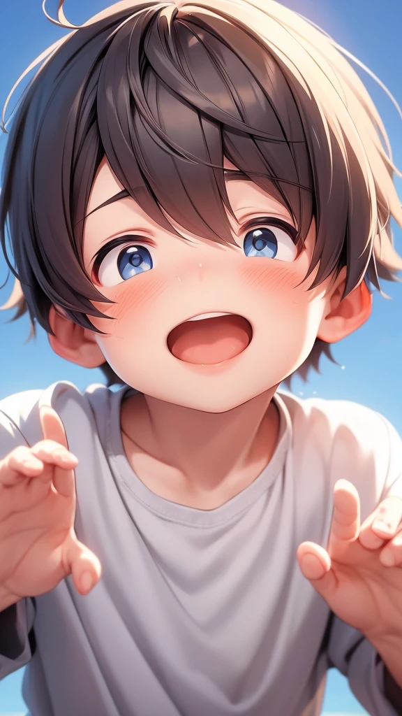 Cute boy with a face of pleasure 