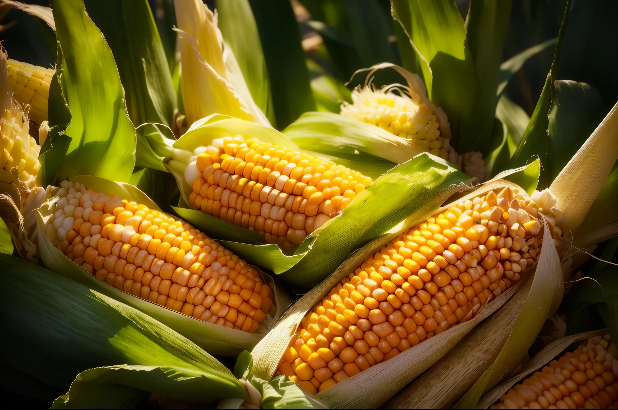 there are many corns that are on the cob in the field, corn, corn on a cob everywhere, shutter, texture, By Rhea Carmi, corn floating in ocean, Close-up photos, in stock, tall corn in the foreground, author：Harold von Schmidt, author：Whitney Sherman, high-definition, Close-up portrait, author：by Linda Sutton (Linda Sutton), Close-up photosgraph, high resolution